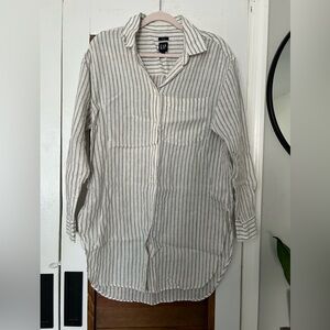 GAP Women's White and Gray Striped Tunic